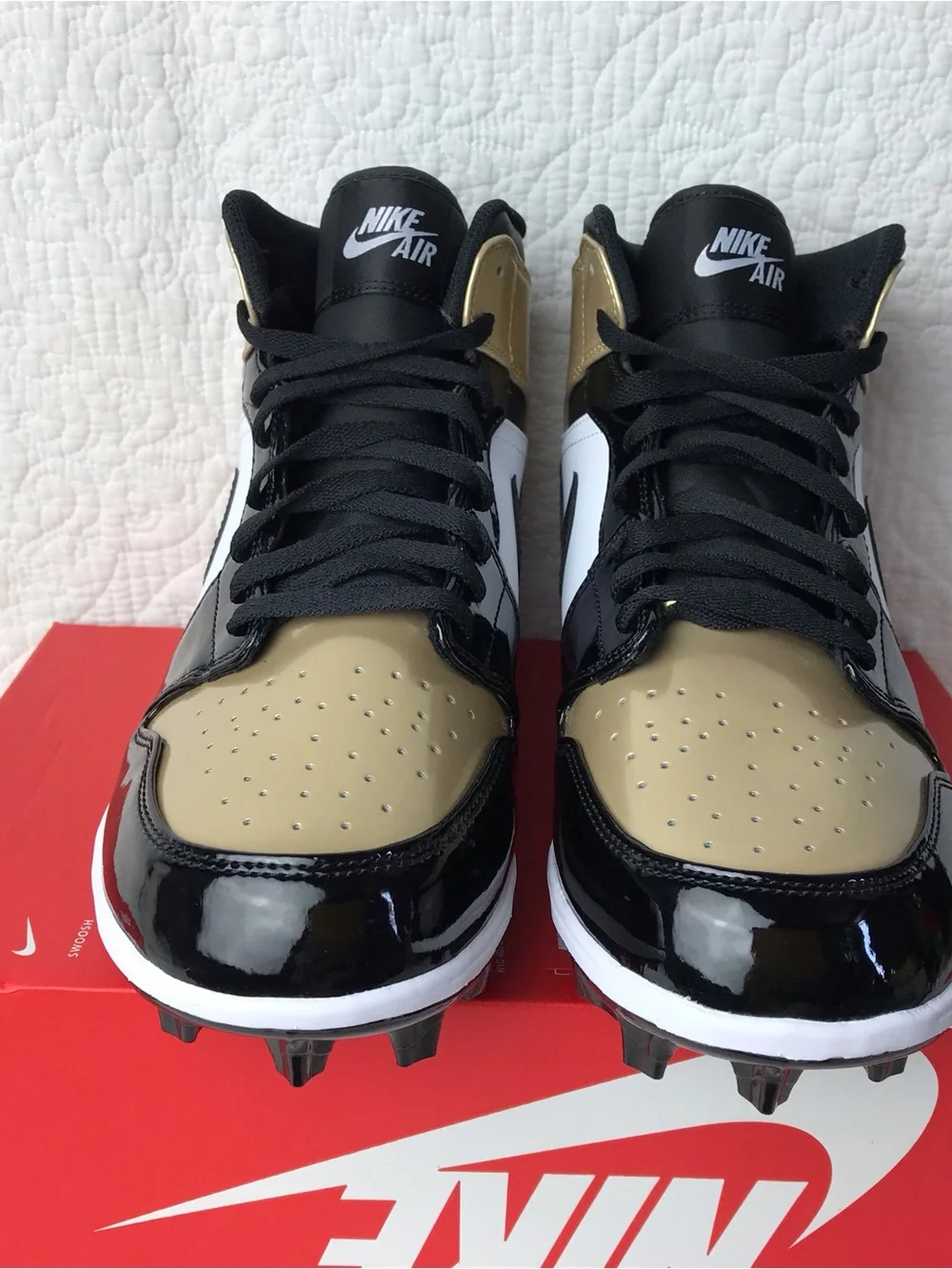 Nike Air Jordan 1 Mid TD Football Cleats Men’s SZ 11 Metallic Gold FJ6805-701